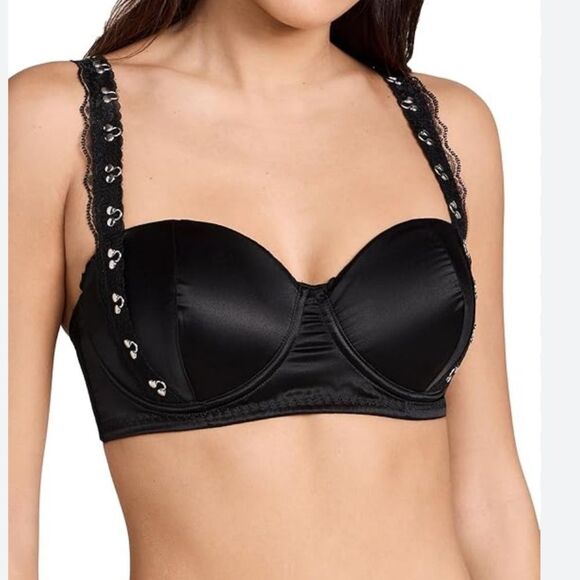 Hanky Panky x Prabal Gurung Hook & Eye Underwire Balconette Bra Black 36C Nwt - Picture 1 of 8